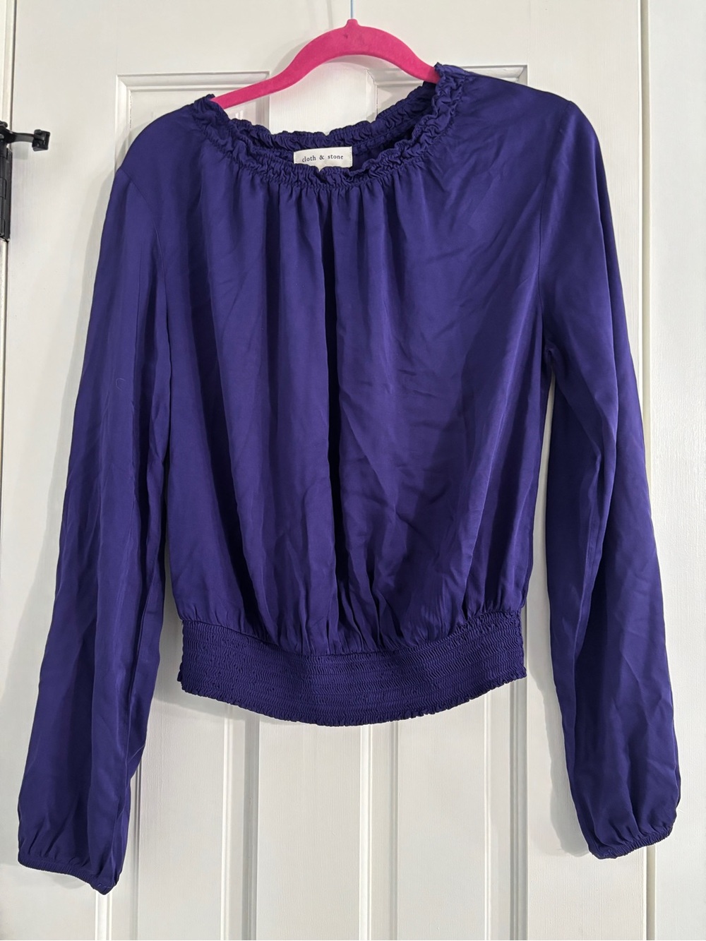 Cloth & Stone Purple Smocked Crop Blouse - Size Small